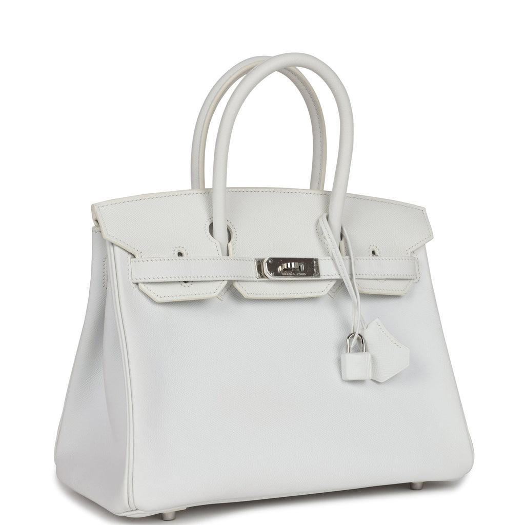 Pre-owned Hermes Birkin 30 White Epsom Palladium Hardware