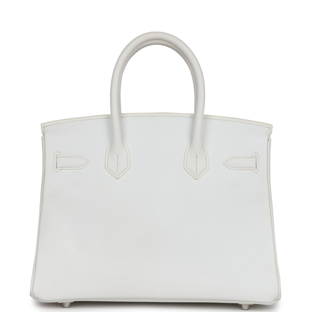 Pre-owned Hermes Birkin 30 White Epsom Palladium Hardware
