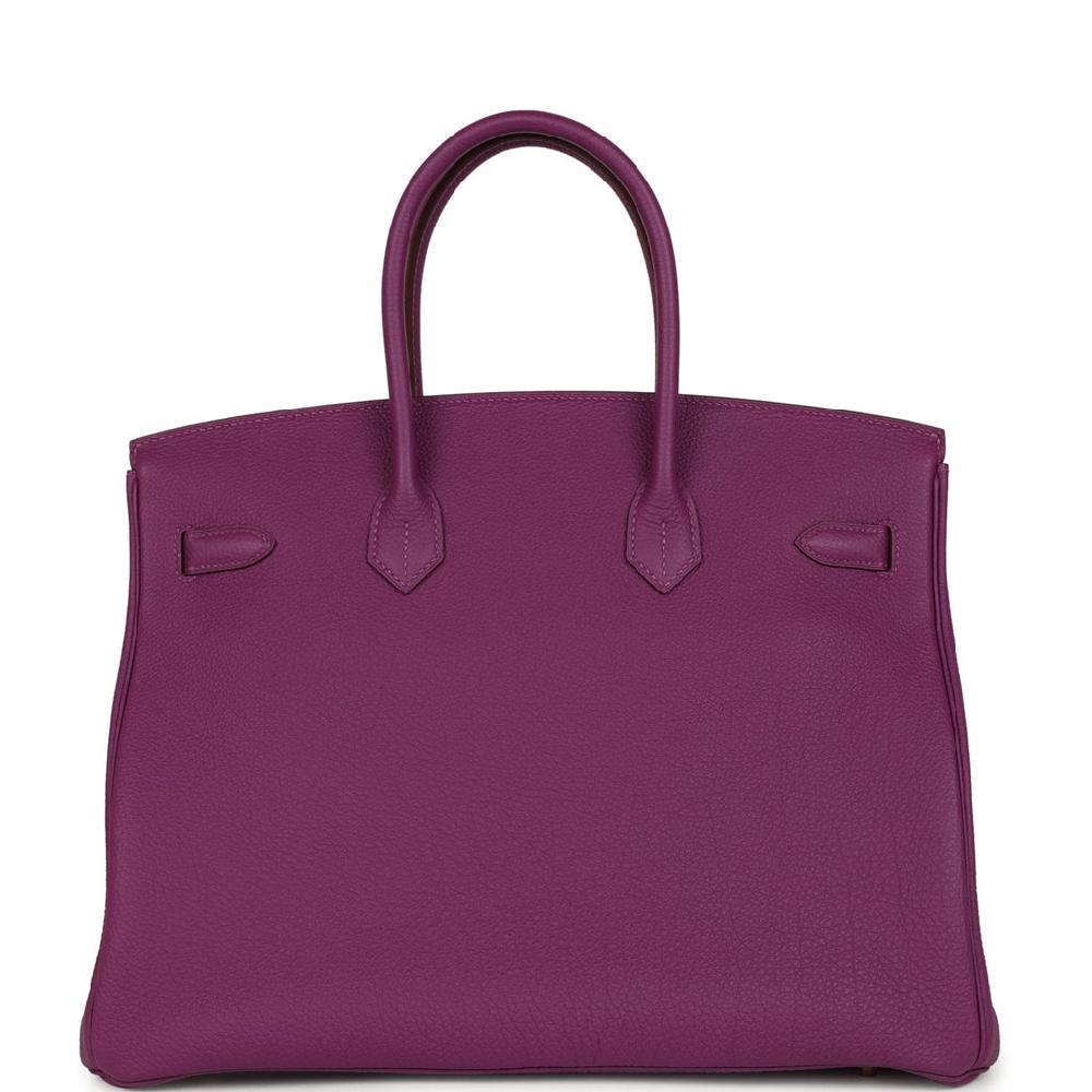 Pre-owned Hermes Birkin 35 Anemone Togo Gold Hardware