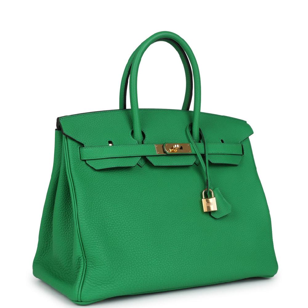 Pre-owned Hermes Birkin 35 Bambou Togo Gold Hardware