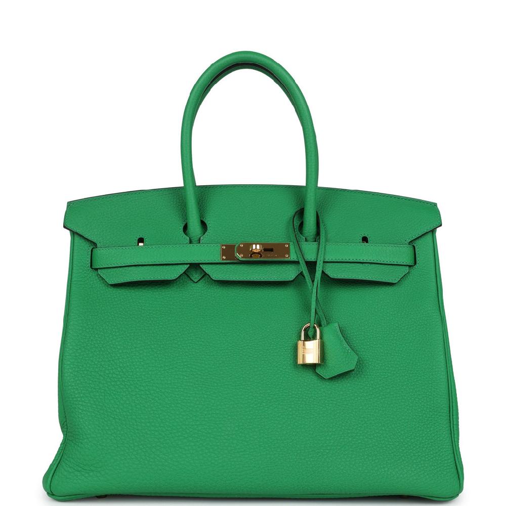 Pre-owned Hermes Birkin 35 Bambou Togo Gold Hardware