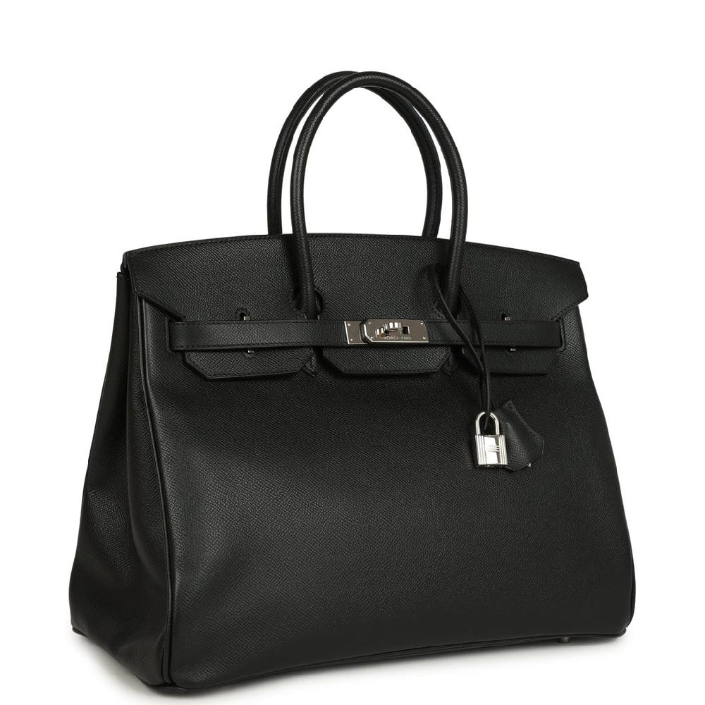 Pre-owned Hermes Birkin 35 Black Epsom Palladium Hardware