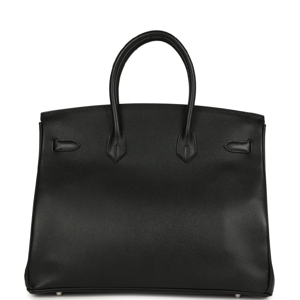 Pre-owned Hermes Birkin 35 Black Epsom Palladium Hardware