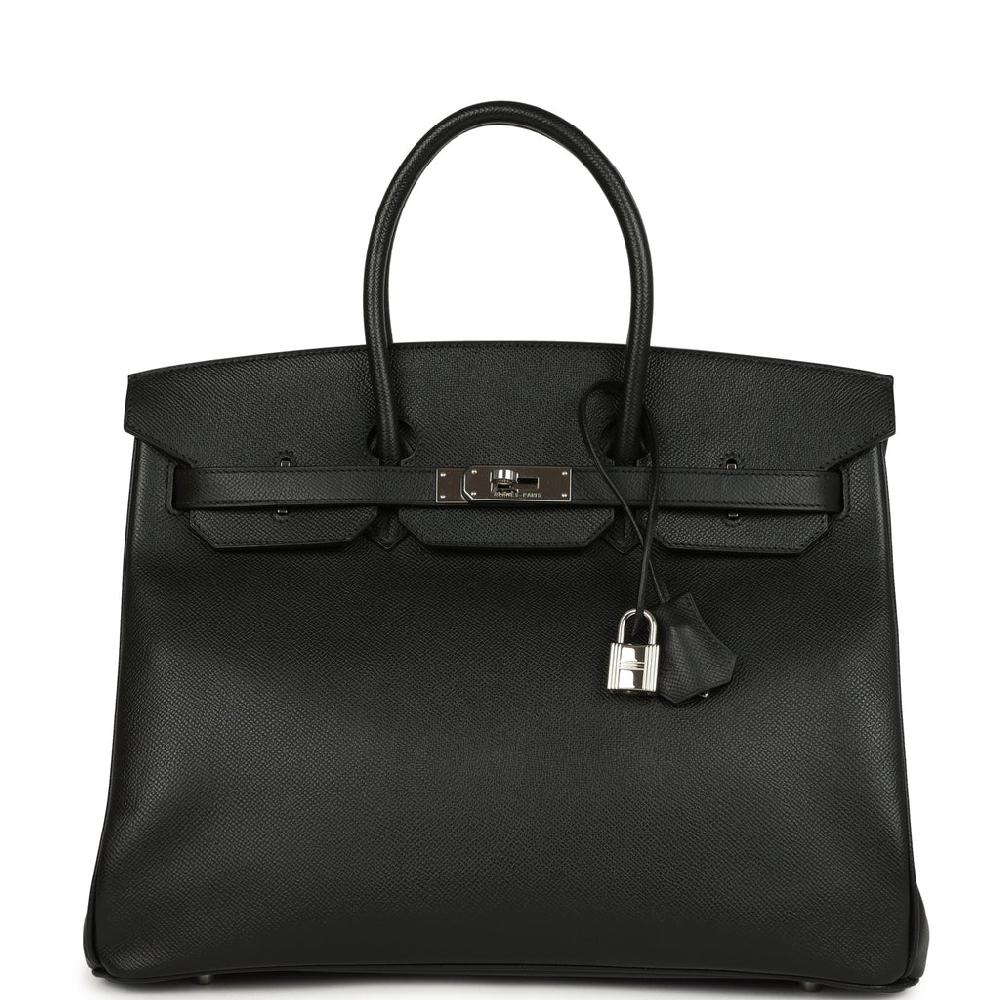 Pre-owned Hermes Birkin 35 Black Epsom Palladium Hardware