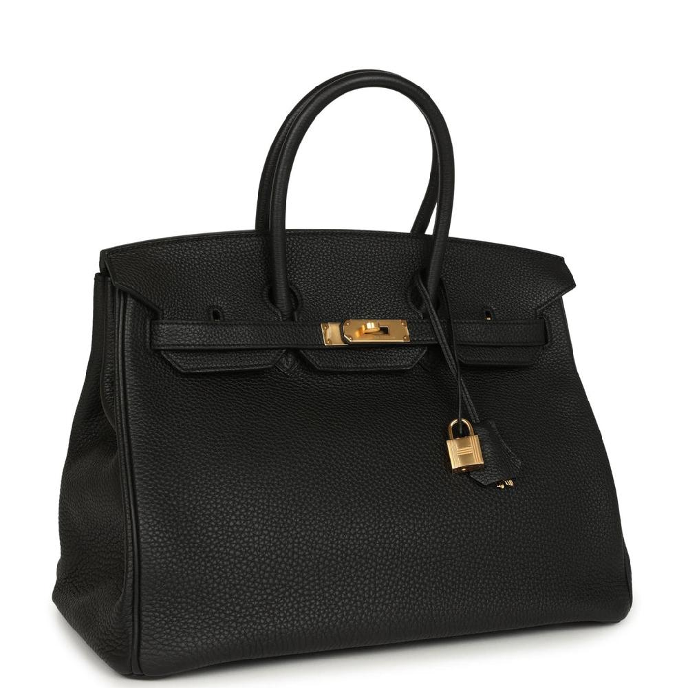 Pre-owned Hermes Birkin 35 Black Togo Gold Hardware