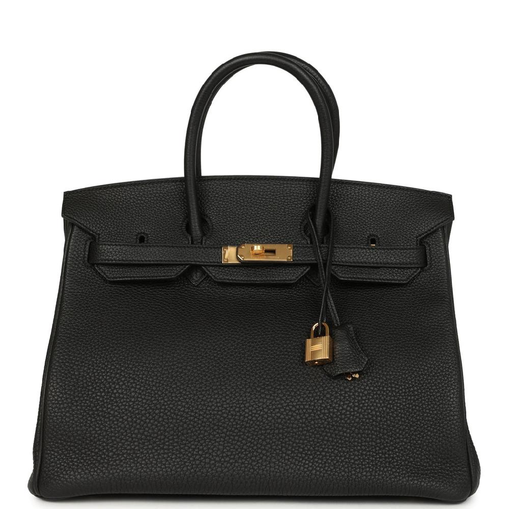 Pre-owned Hermes Birkin 35 Black Togo Gold Hardware