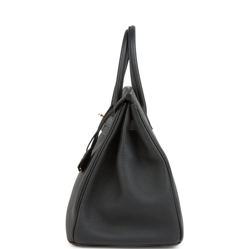 Pre-owned Hermes Birkin 35 Black Togo Rose Gold Hardware