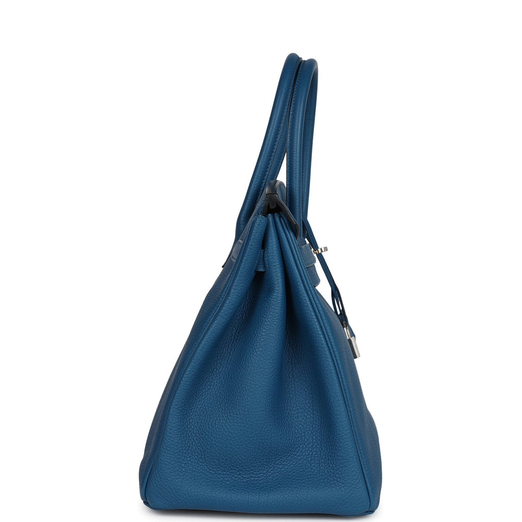 Pre-owned Hermes Birkin 35 Bleu De Galice Togo Palladium Hardware