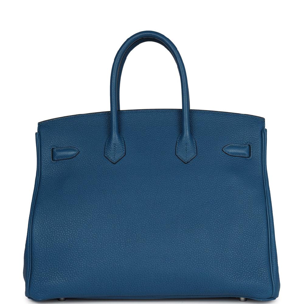 Pre-owned Hermes Birkin 35 Bleu De Galice Togo Palladium Hardware