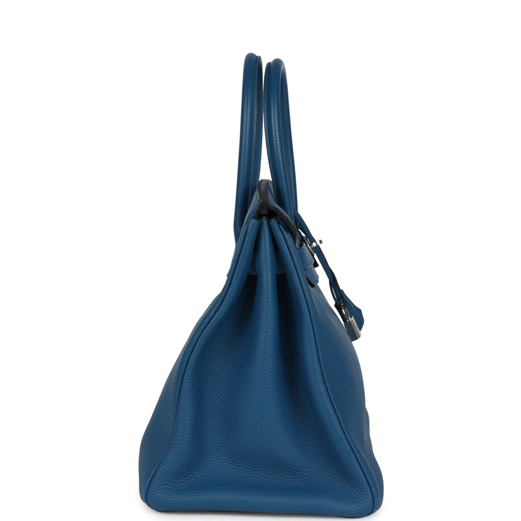 Pre-owned Hermes Birkin 35 Bleu De Galice Togo Palladium Hardware