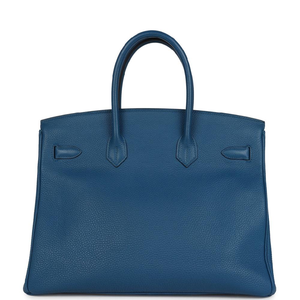 Pre-owned Hermes Birkin 35 Bleu De Galice Togo Palladium Hardware