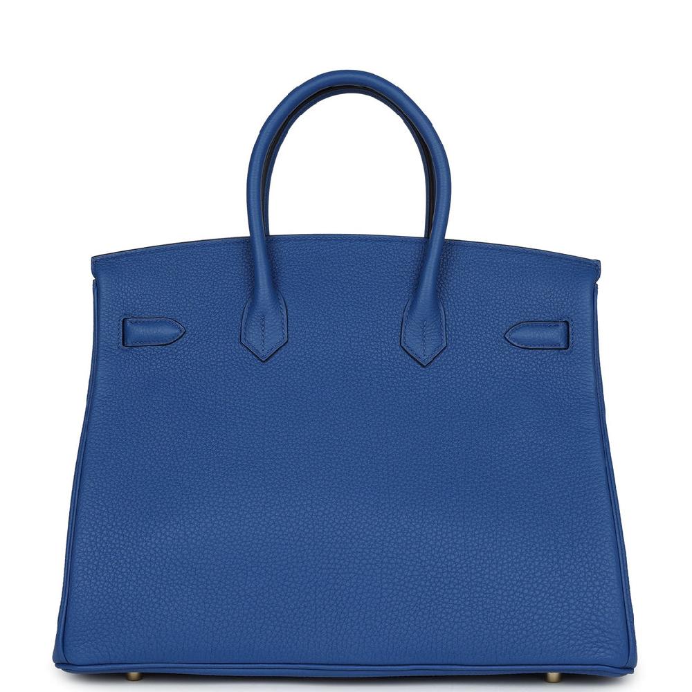 Pre-owned Hermes Birkin 35 Bleu Royal Togo Gold Hardware