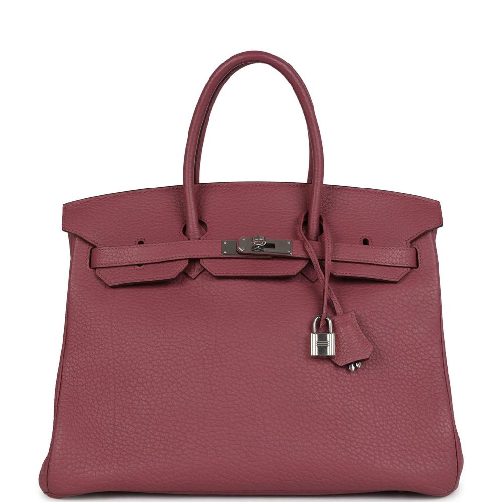 Pre-owned Hermes Birkin 35 Bois De Rose Fjord Palladium Hardware