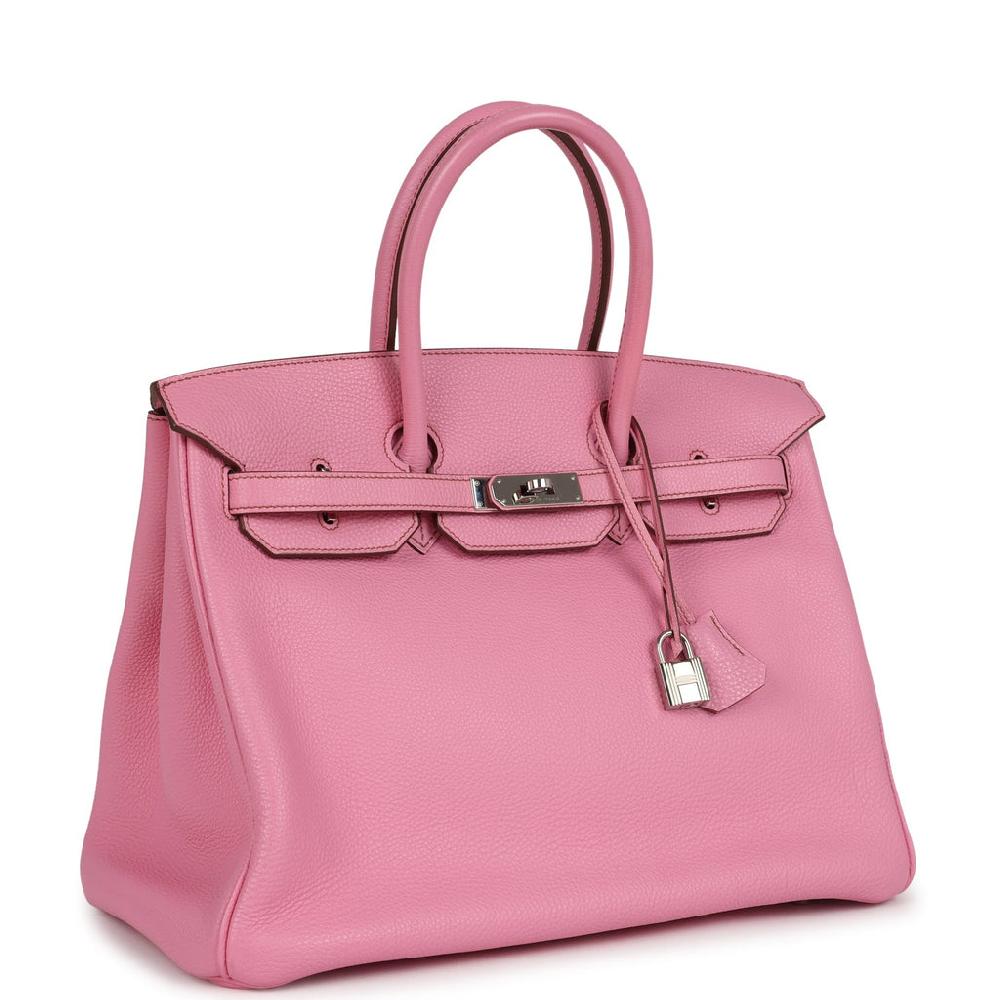Pre-owned Hermes Birkin 35 Bubblegum Togo Palladium Hardware