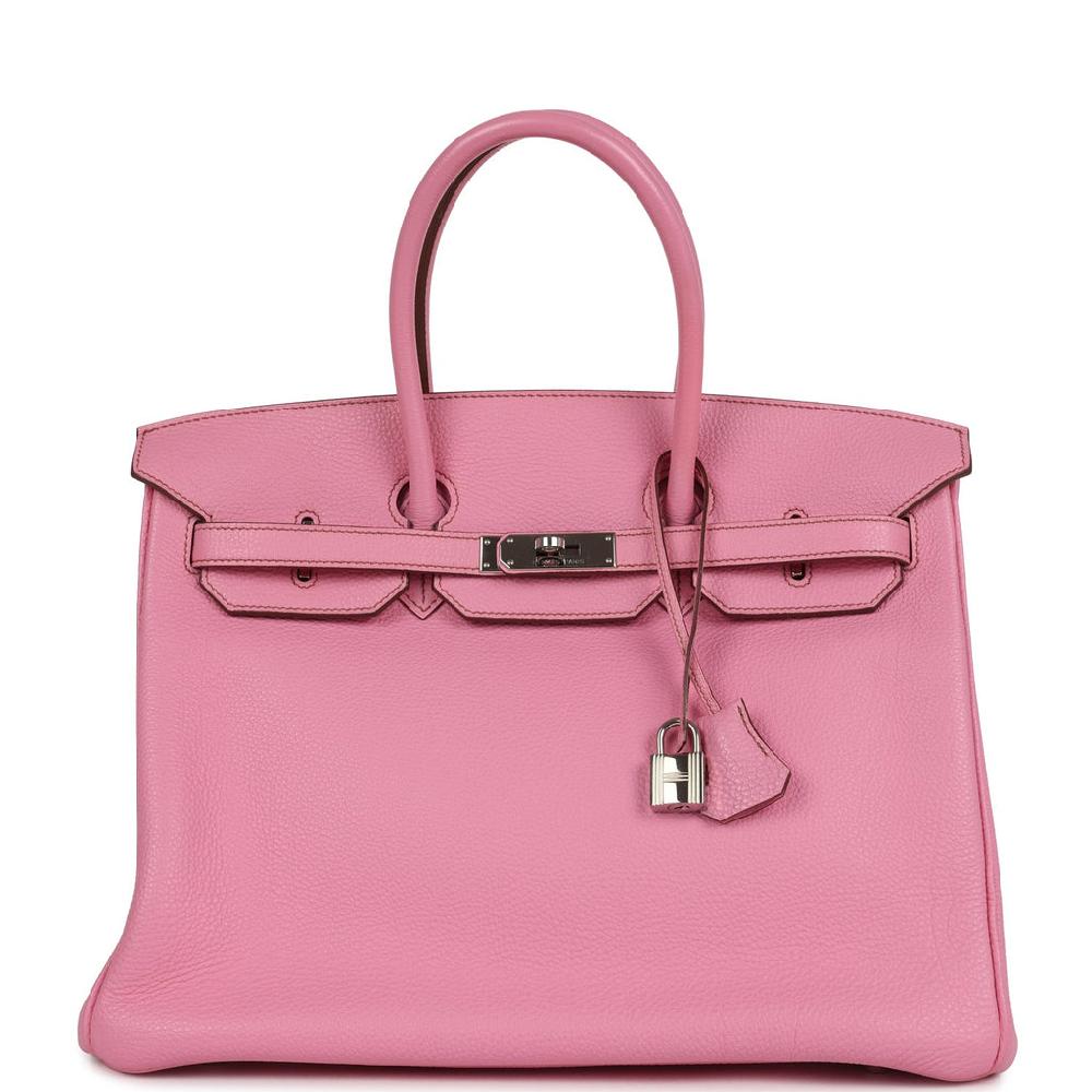 Pre-owned Hermes Birkin 35 Bubblegum Togo Palladium Hardware