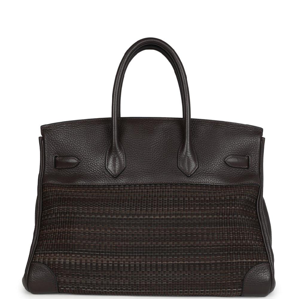 Pre-owned Hermes Birkin 35 Chocolate Clemence And Crinoline Gold Hardware