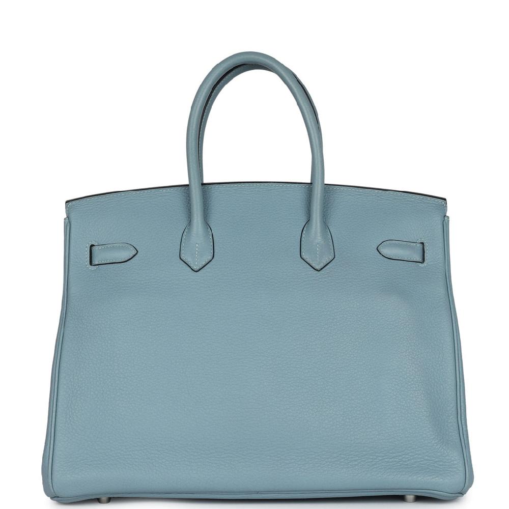 Pre-owned Hermes Birkin 35 Ciel Togo Palladium Hardware