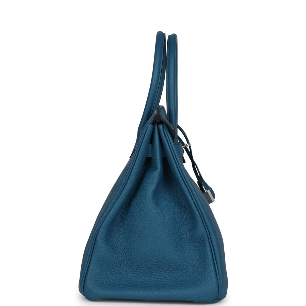 Pre-owned Hermes Birkin 35 Cobalt Togo Palladium Hardware