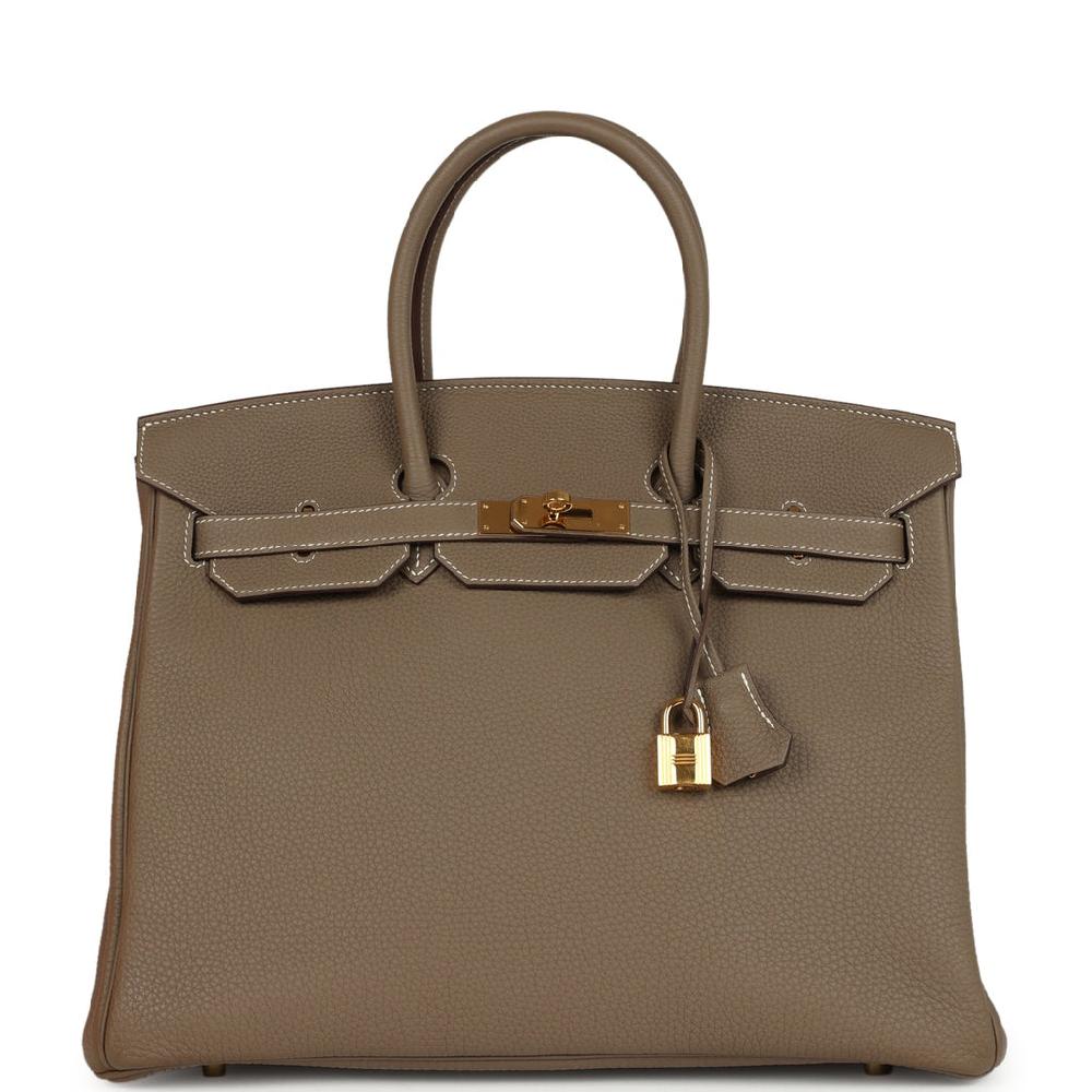 Pre-owned Hermes Birkin 35 Etoupe Togo Gold Hardware