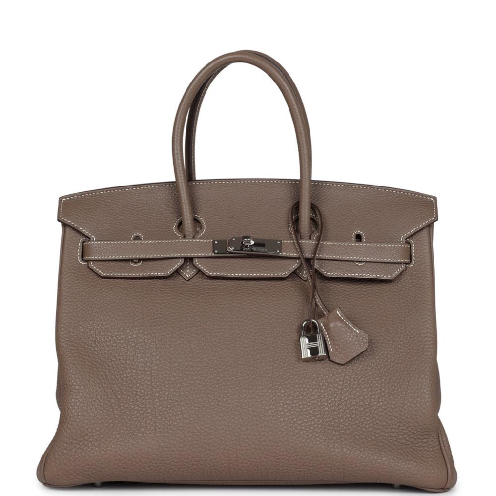 Pre-owned Hermes Birkin 35 Etoupe Togo Palladium Hardware