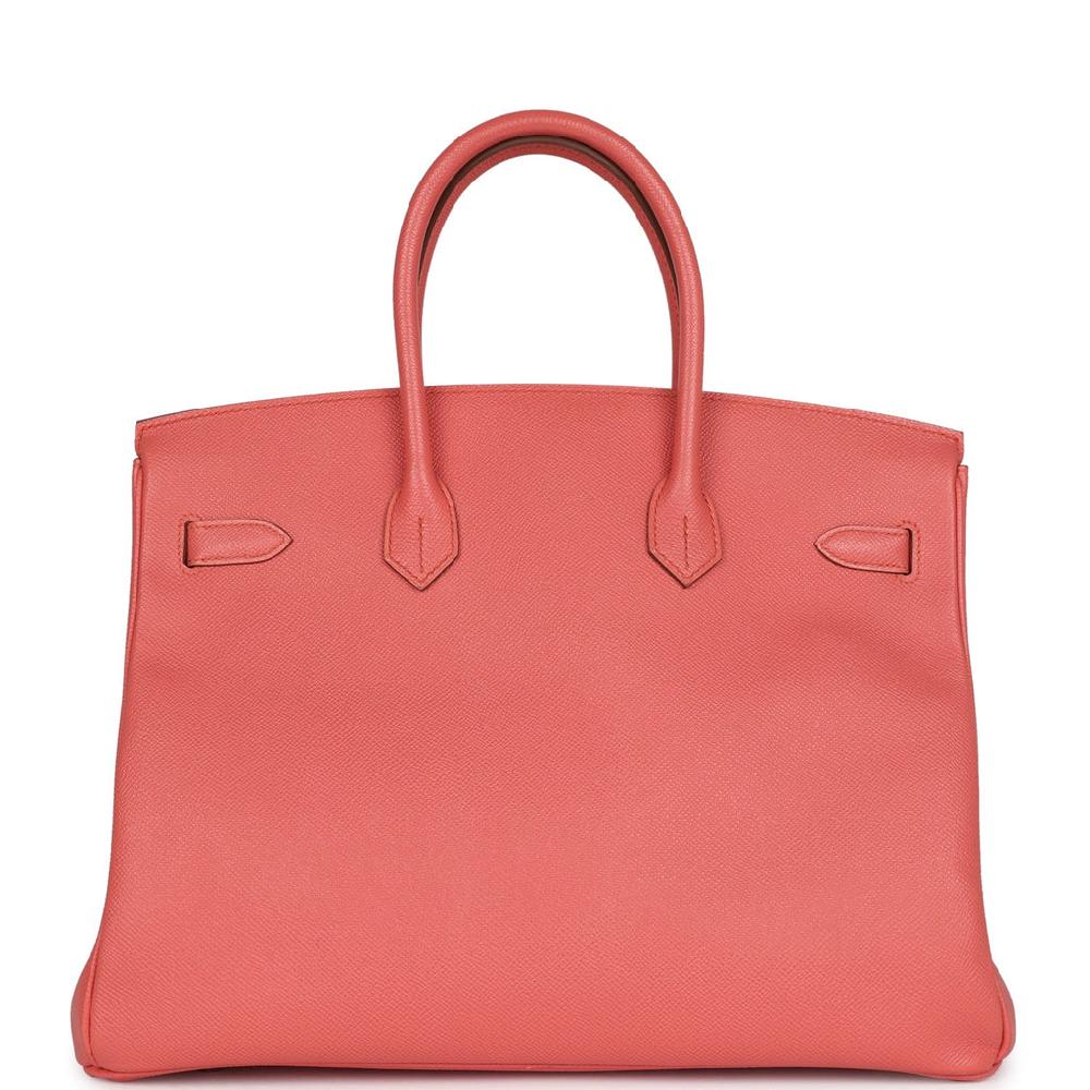 Pre-owned Hermes Birkin 35 Flamingo Epsom Palladium Hardware