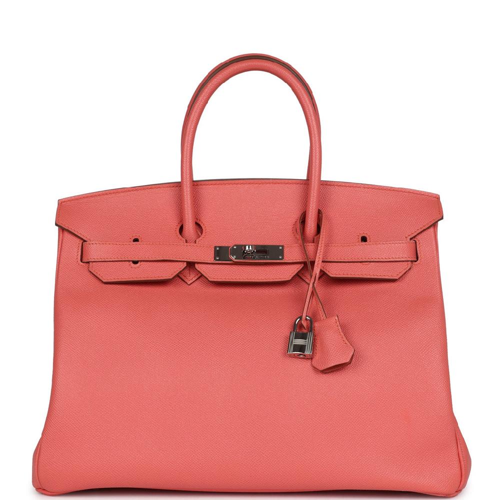 Pre-owned Hermes Birkin 35 Flamingo Epsom Palladium Hardware