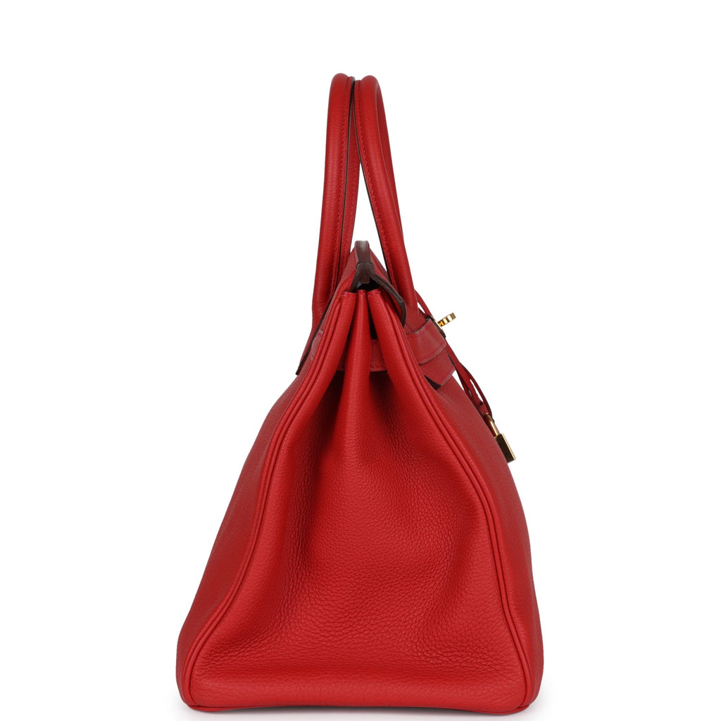 Pre-owned Hermes Birkin 35 Geranium Togo Gold Hardware