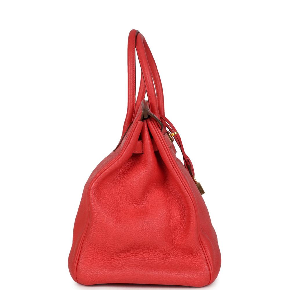 Pre-owned Hermes Birkin 35 Geranium Togo Gold Hardware