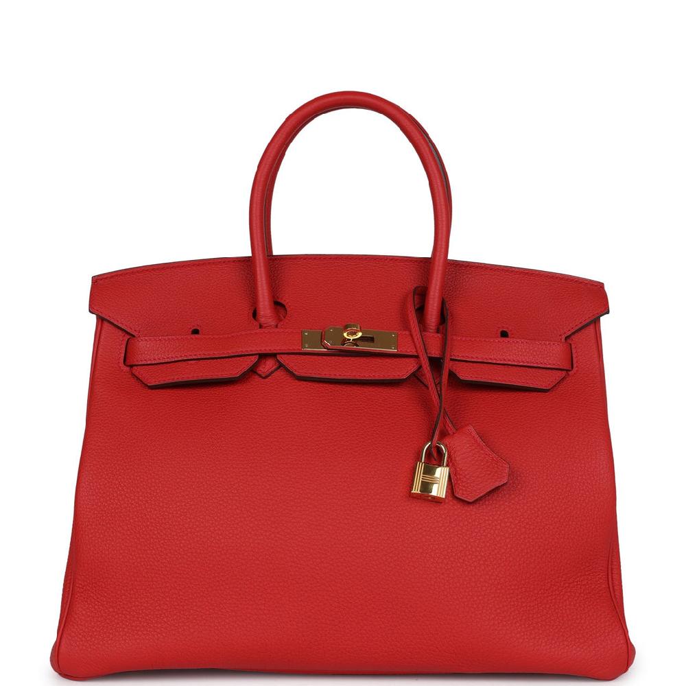 Pre-owned Hermes Birkin 35 Geranium Togo Gold Hardware