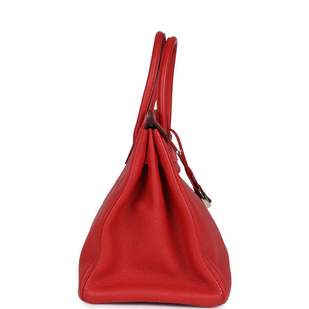 Pre-owned Hermes Birkin 35 Geranium Togo Palladium Hardware