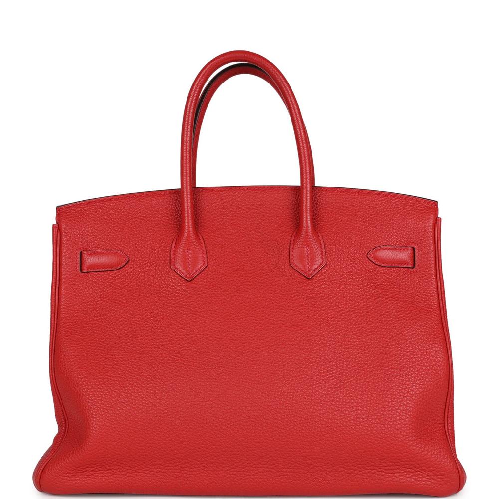 Pre-owned Hermes Birkin 35 Geranium Togo Palladium Hardware