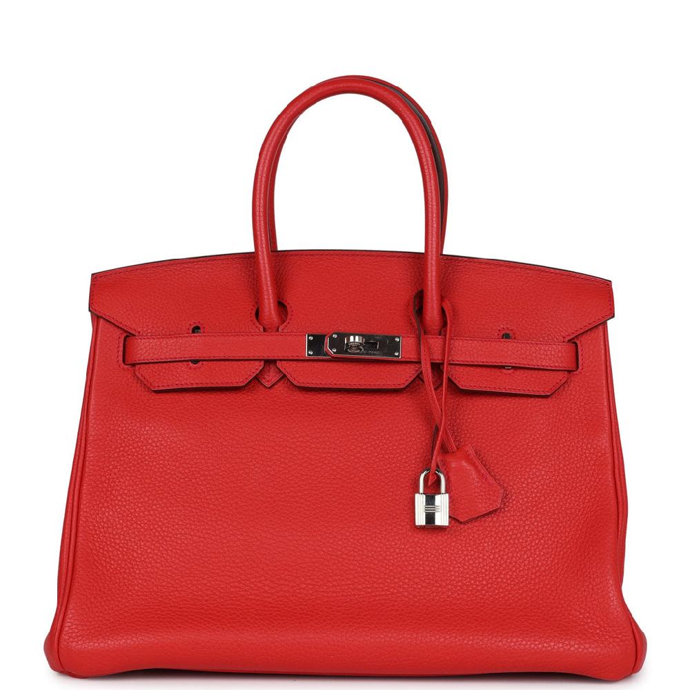 Pre-owned Hermes Birkin 35 Geranium Togo Palladium Hardware