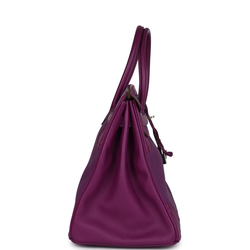 Pre-owned Hermes Birkin 35 Ghillies Anemone Togo And Swift Palladium Hardware