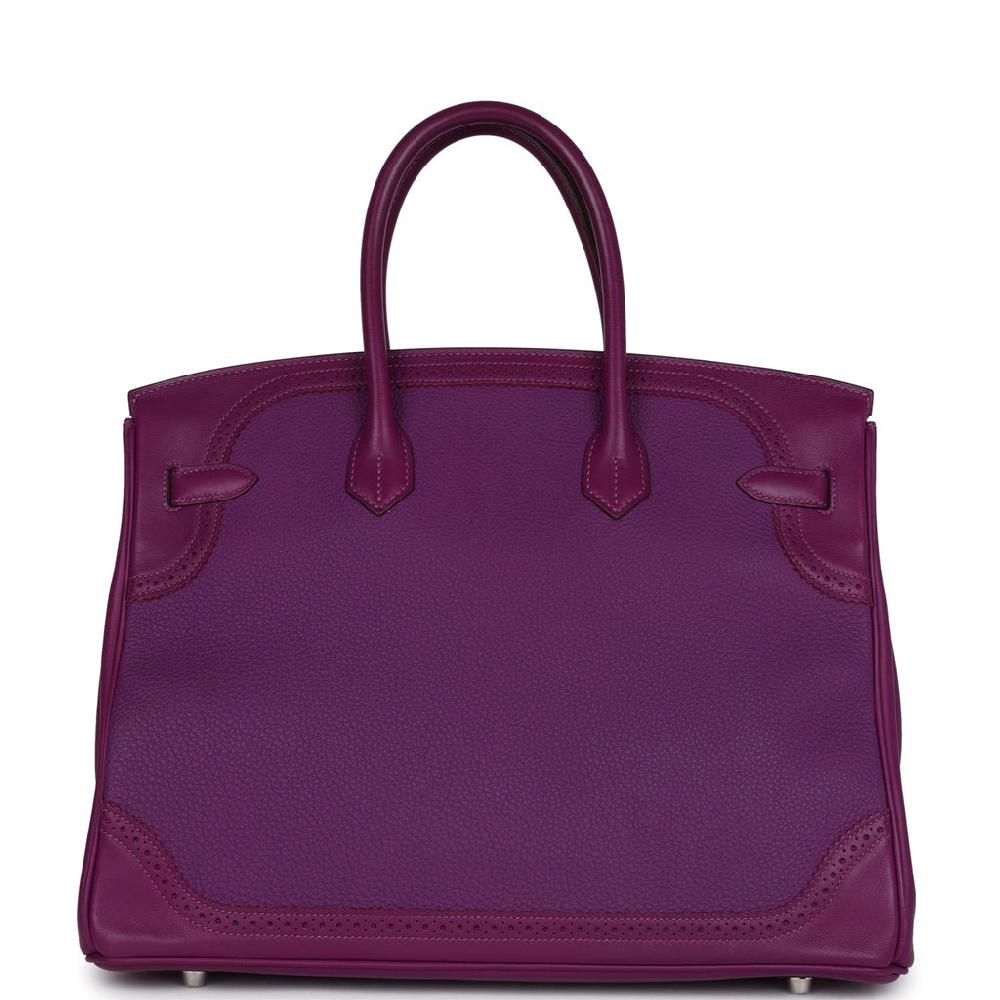 Pre-owned Hermes Birkin 35 Ghillies Anemone Togo And Swift Palladium Hardware