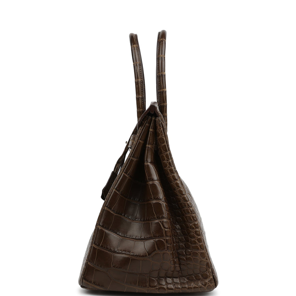 Pre-owned Hermes Birkin 35 Gris Elephant Matte Alligator Palladium Hardware