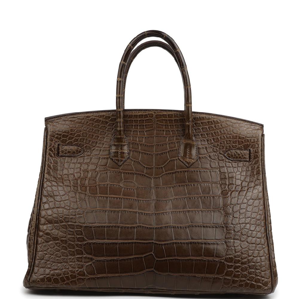 Pre-owned Hermes Birkin 35 Gris Elephant Matte Alligator Palladium Hardware