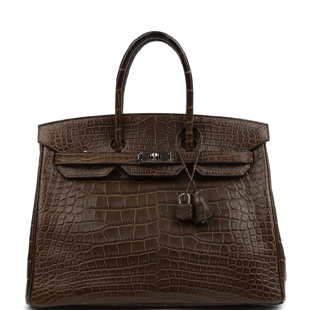 Pre-owned Hermes Birkin 35 Gris Elephant Matte Alligator Palladium Hardware