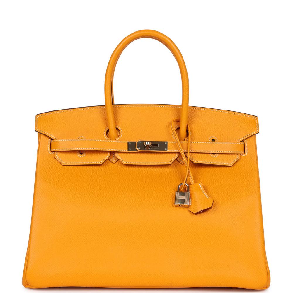 Pre-owned Hermes Birkin 35 Jaune D'or Candy Epsom Permabrass Hardware