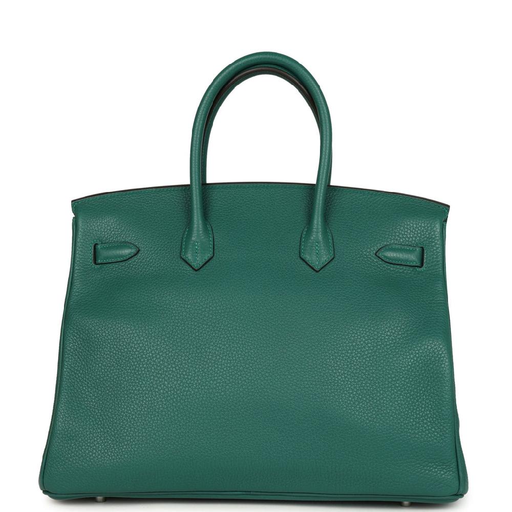 Pre-owned Hermes Birkin 35 Malachite Clemence Palladium Hardware