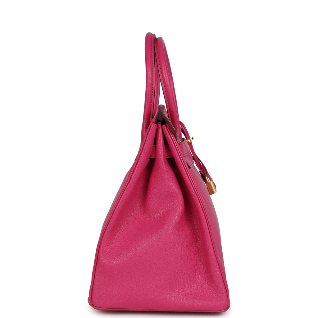 Pre-owned Hermes Birkin 35 Rose Shocking Chevre Mysore Gold Hardware