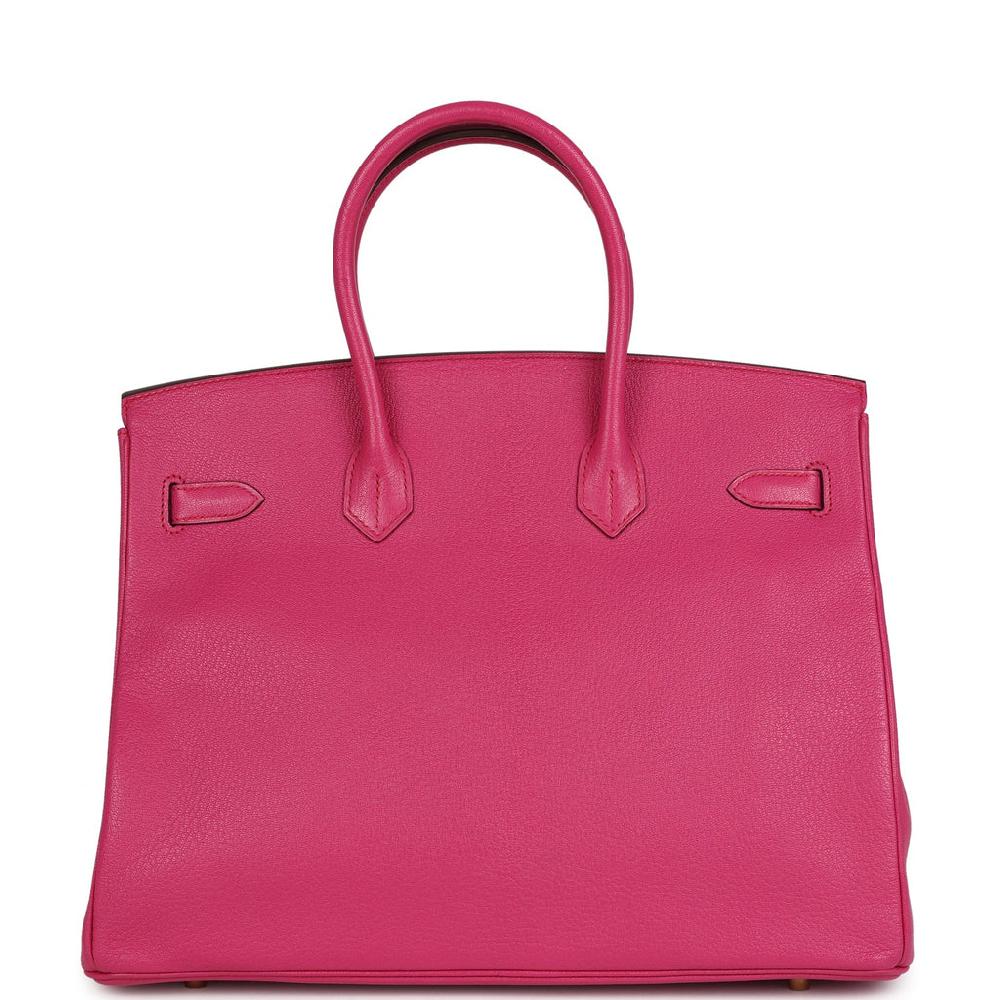 Pre-owned Hermes Birkin 35 Rose Shocking Chevre Mysore Gold Hardware
