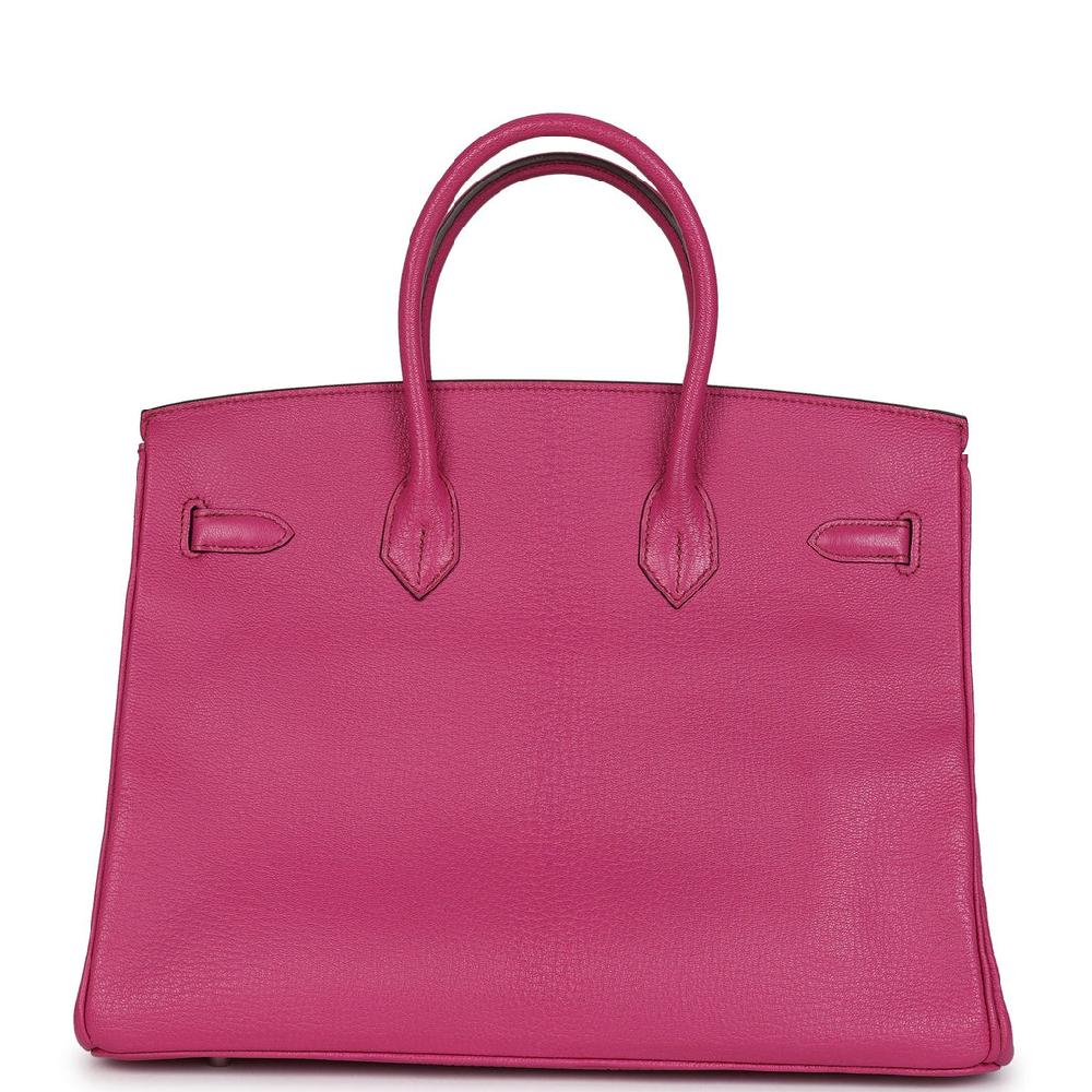 Pre-owned Hermes Birkin 35 Rose Shocking Chevre Mysore Palladium Hardware