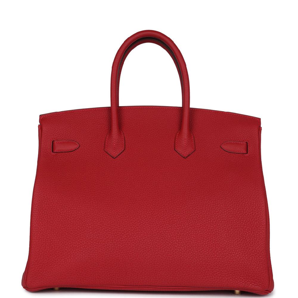 Pre-owned Hermes Birkin 35 Rouge Casaque Togo Gold Hardware