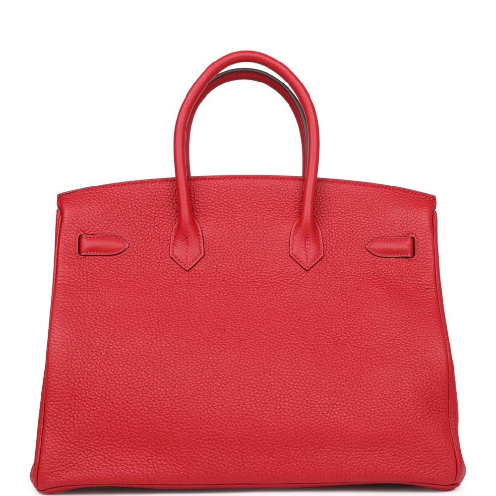 Pre-owned Hermes Birkin 35 Rouge Casaque Togo Gold Hardware