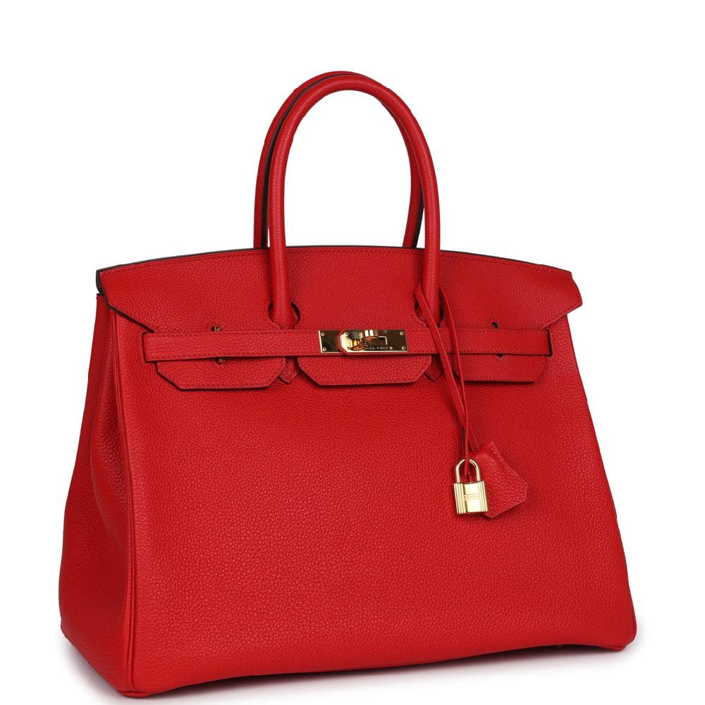 Pre-owned Hermes Birkin 35 Rouge Tomate Togo Gold Hardware