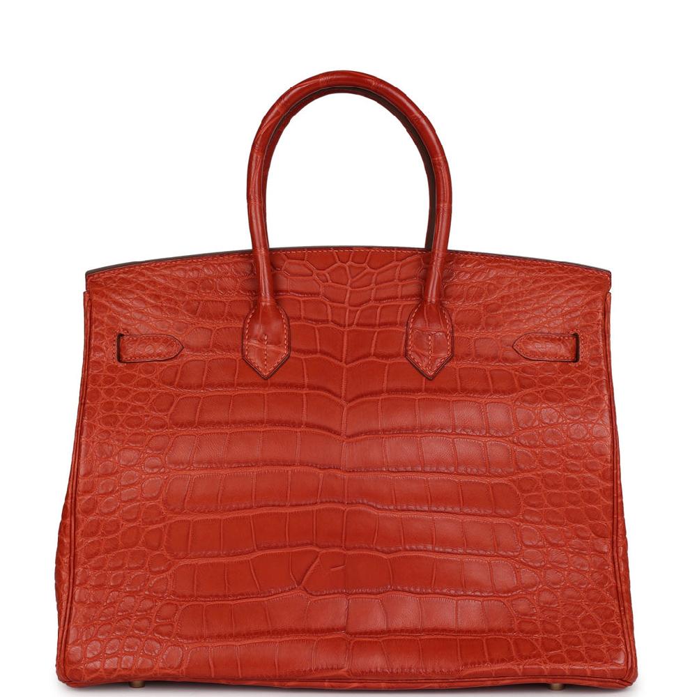 Pre-owned Hermes Birkin 35 Sanguine Matte Alligator Gold Hardware