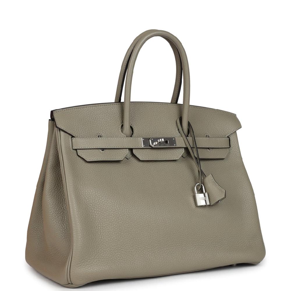 Pre-owned Hermes Birkin 35 Sauge Togo Palladium Hardware