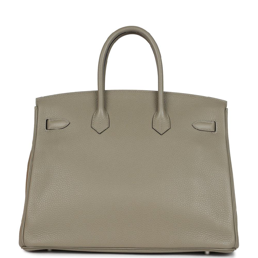Pre-owned Hermes Birkin 35 Sauge Togo Palladium Hardware