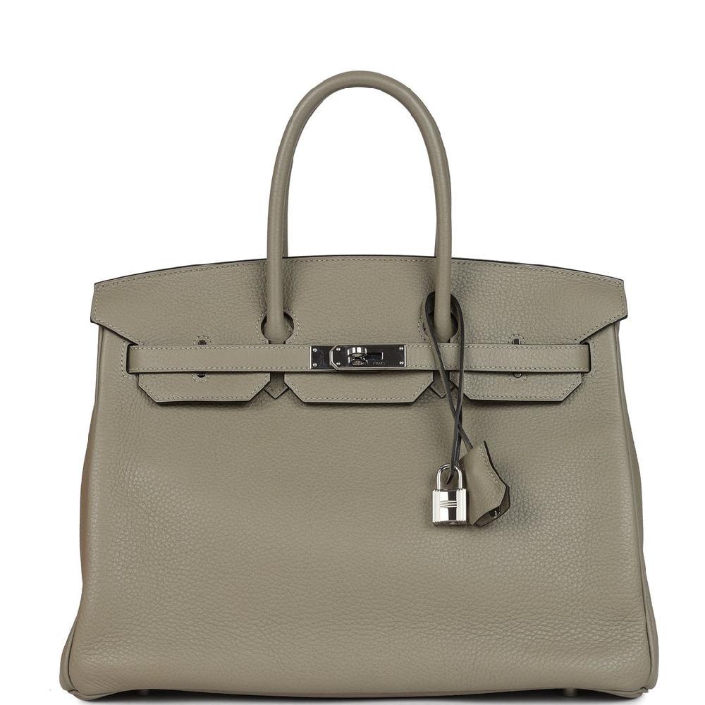 Pre-owned Hermes Birkin 35 Sauge Togo Palladium Hardware