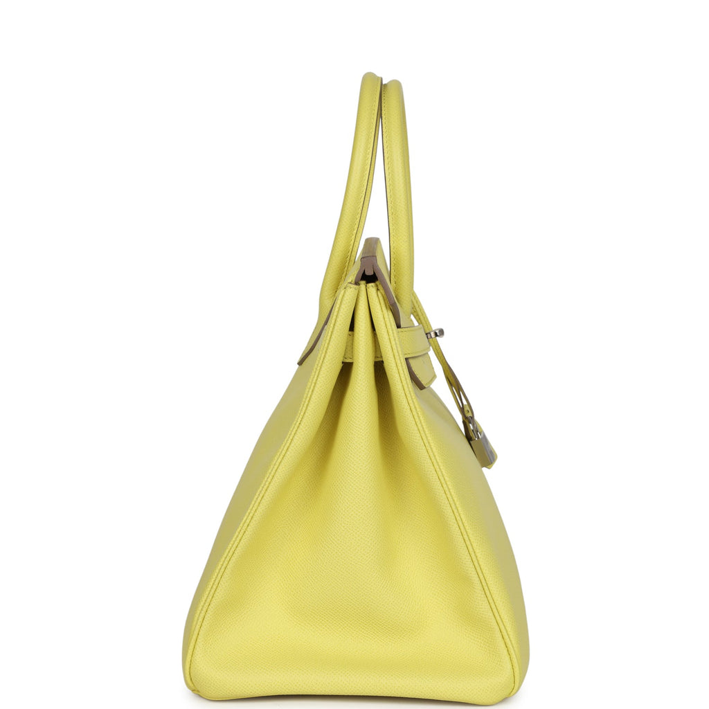 Pre-owned Hermes Birkin 35 Soufre Epsom Palladium Hardware